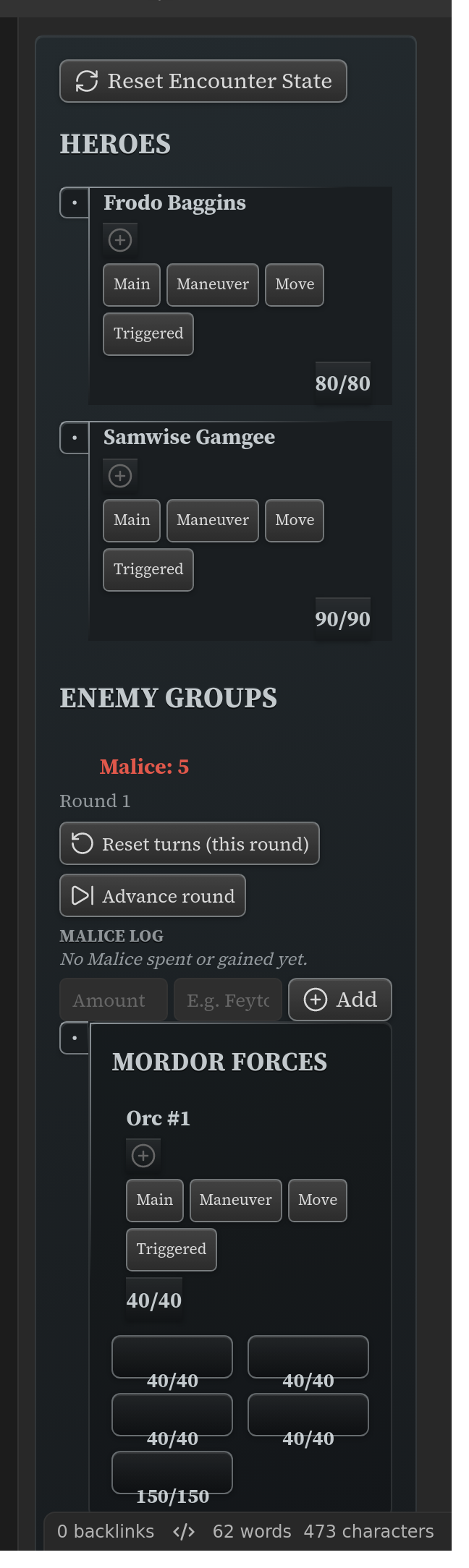 The tracker pinned to the sidebar